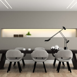 Modern interior dining room 3D rendering