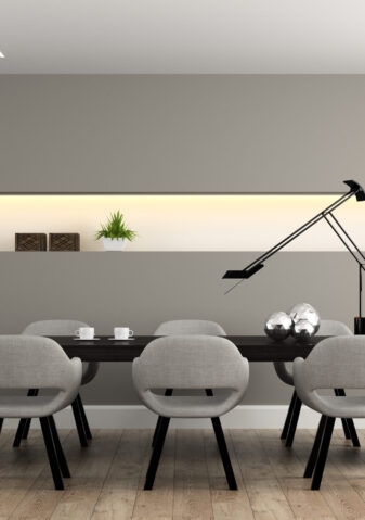 Modern interior dining room 3D rendering